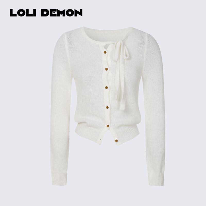LOLI DEMON冬日信使 系带马海毛毛衣小衫