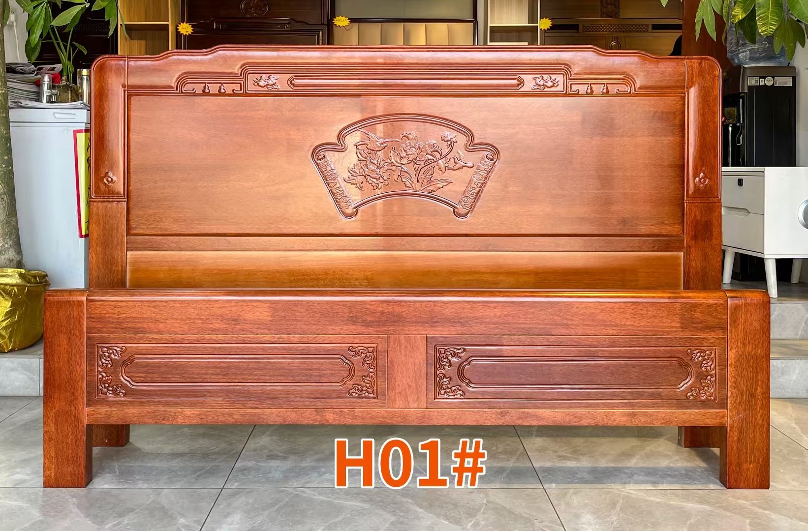 新中式雕花新古典榫卯实木床主卧大床1.8