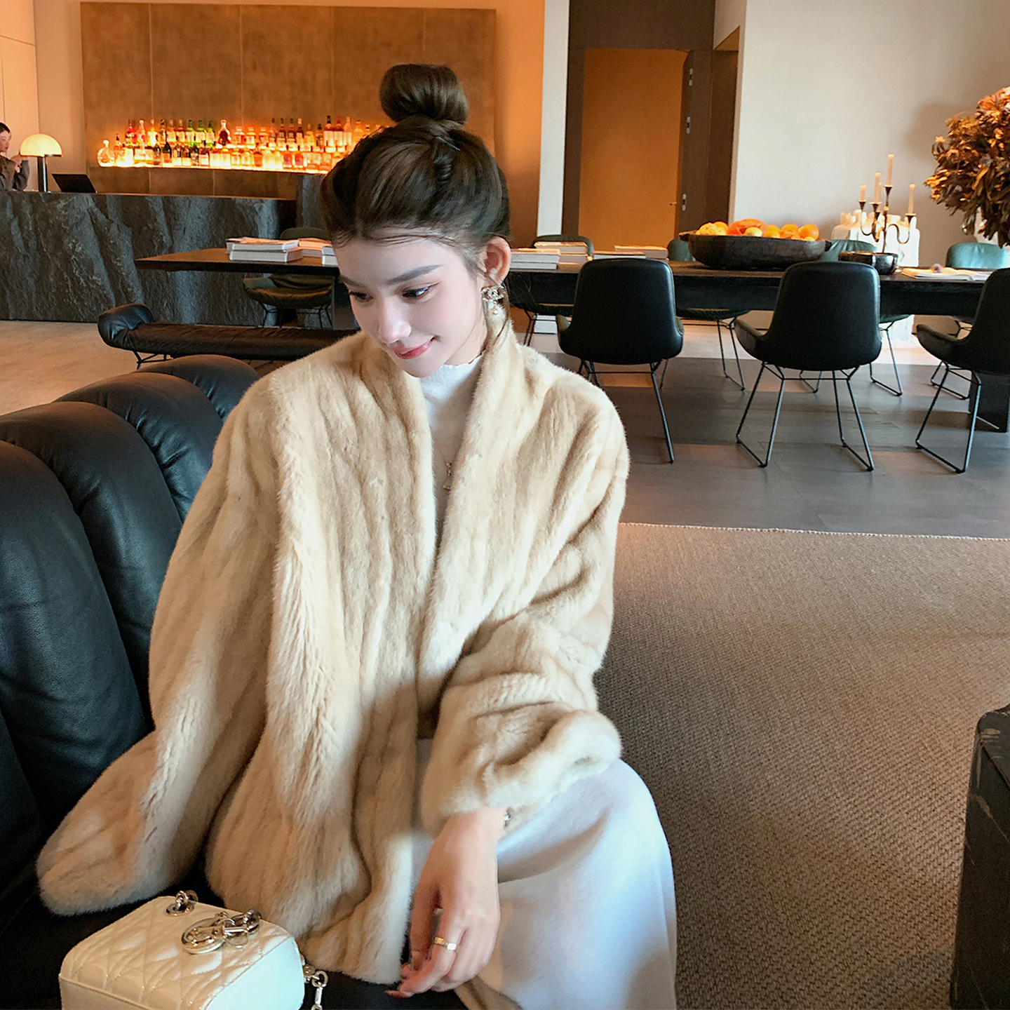 丹麦进口紫标全抽刀小母貂外套