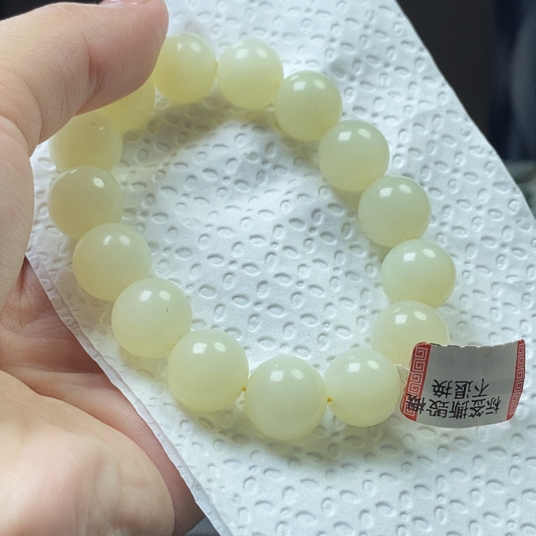 和田玉未镶嵌手链若羌黄口14m