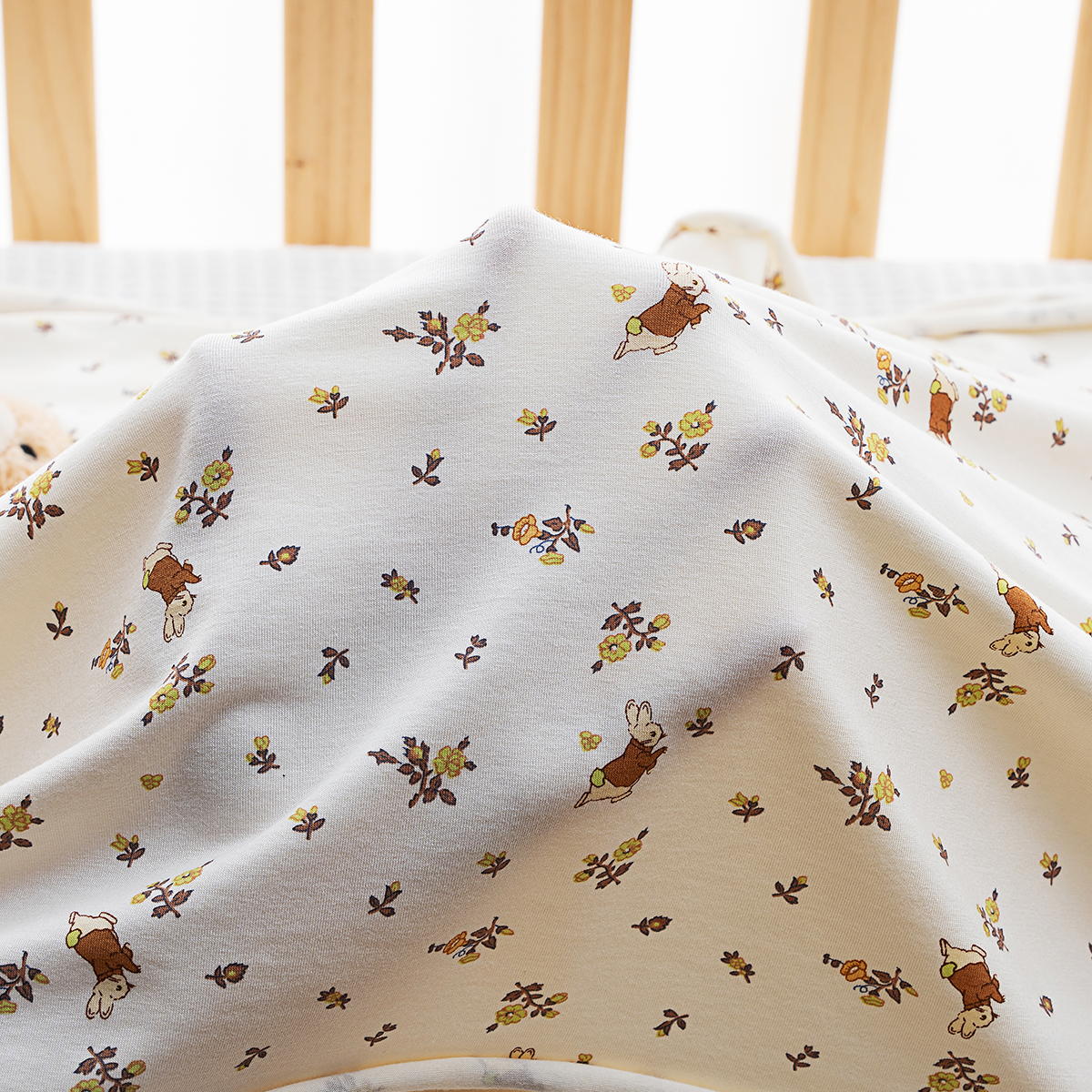 A类优可丝莱卡棉布料睡衣T恤内衣内裤面料夏季薄碎花布宝宝婴儿衣