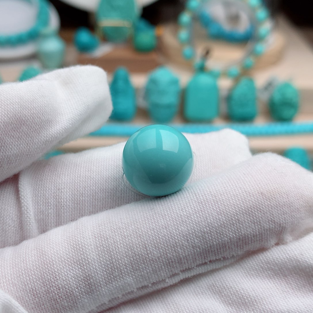 绿松石珠宝奇石未镶嵌14.8mm