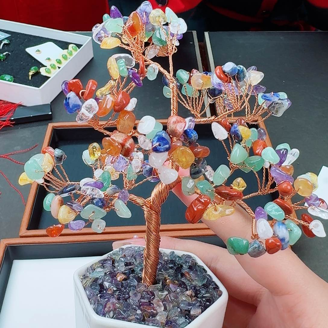 紫晶彩宝树摆件花盆款未镶嵌