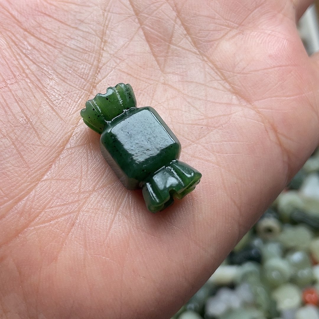 和田玉18K金镶嵌手链糖果