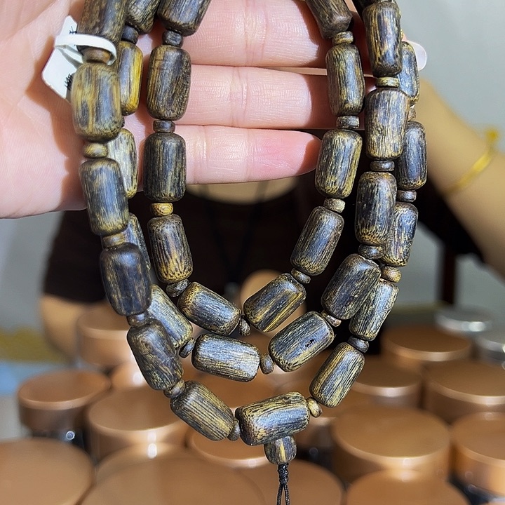 沉香手串沉水老料树心油多圈绿棋0948