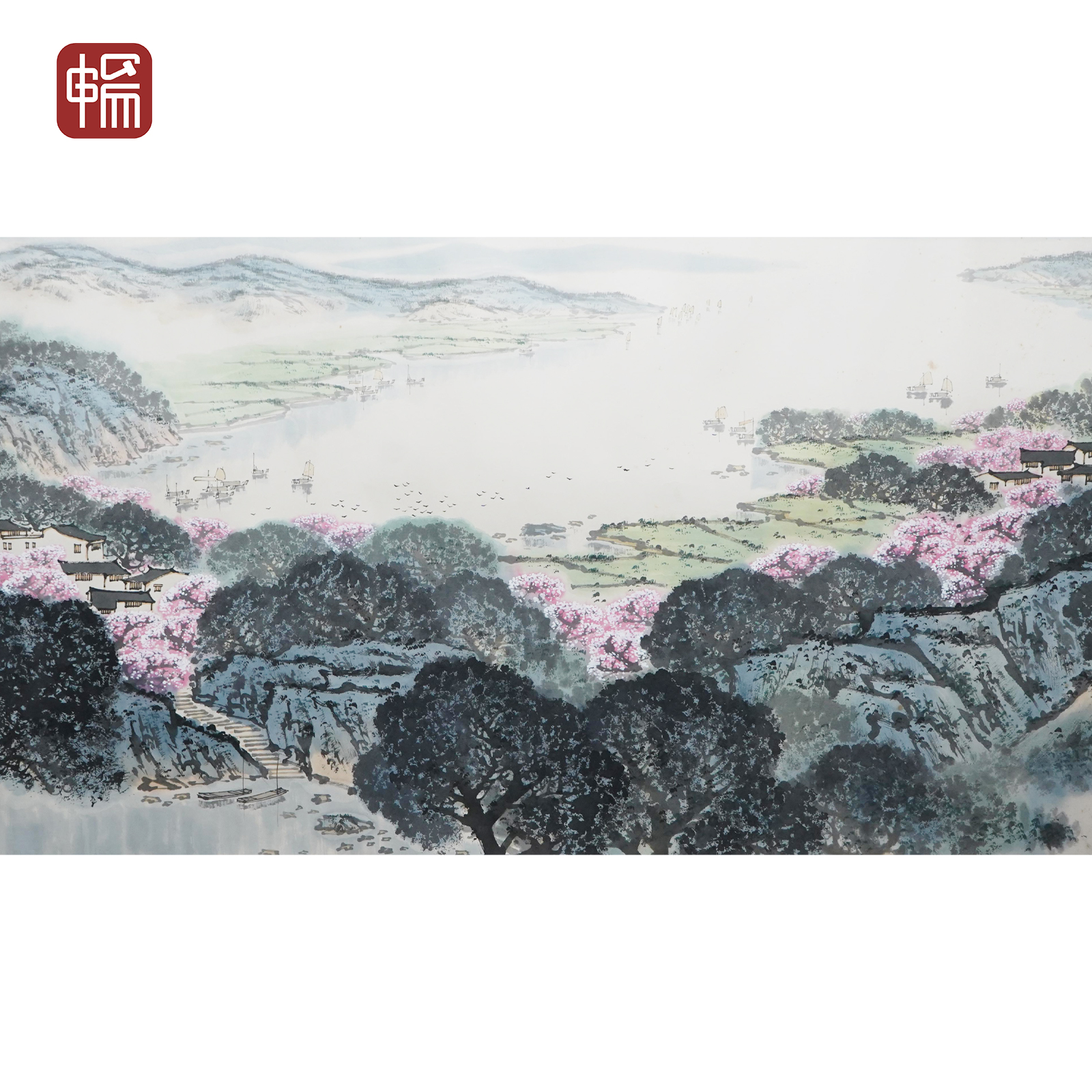 T1245 1990年作《太湖三月》136*69（8.44平尺）纸本镜片  YM