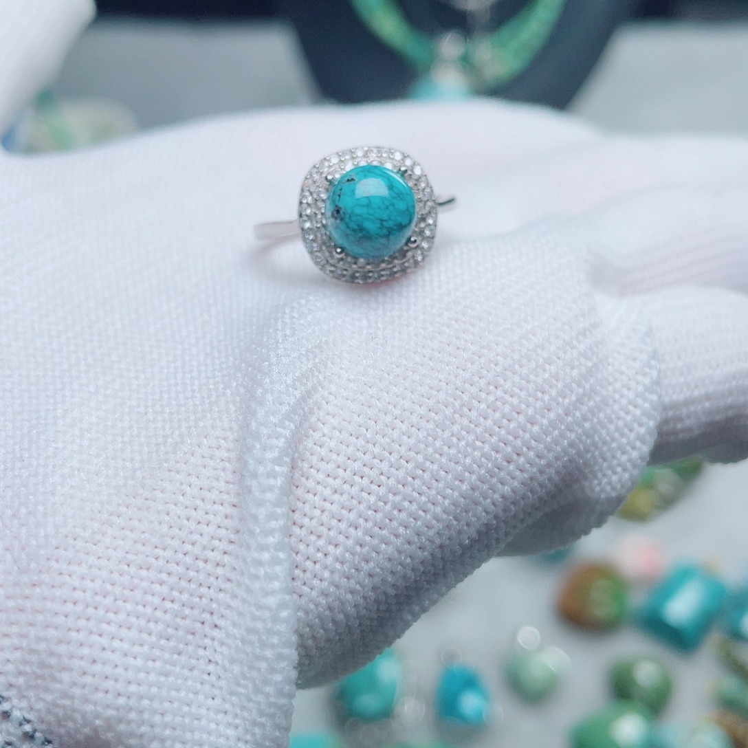 绿松石银S925镶嵌挂件