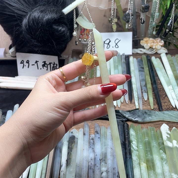 蛇纹石玉发饰合金