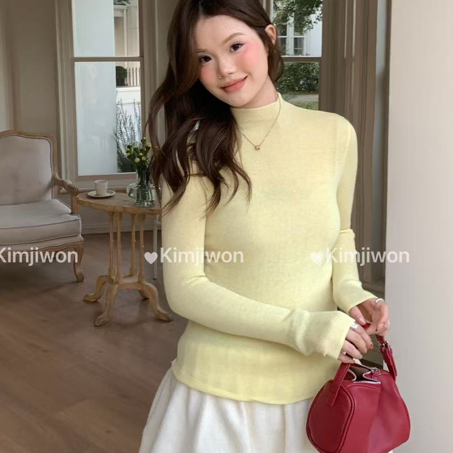 XiANJiE|“慢调春日”高品质纯色修身百搭圆领针织上衣打底衫女冬