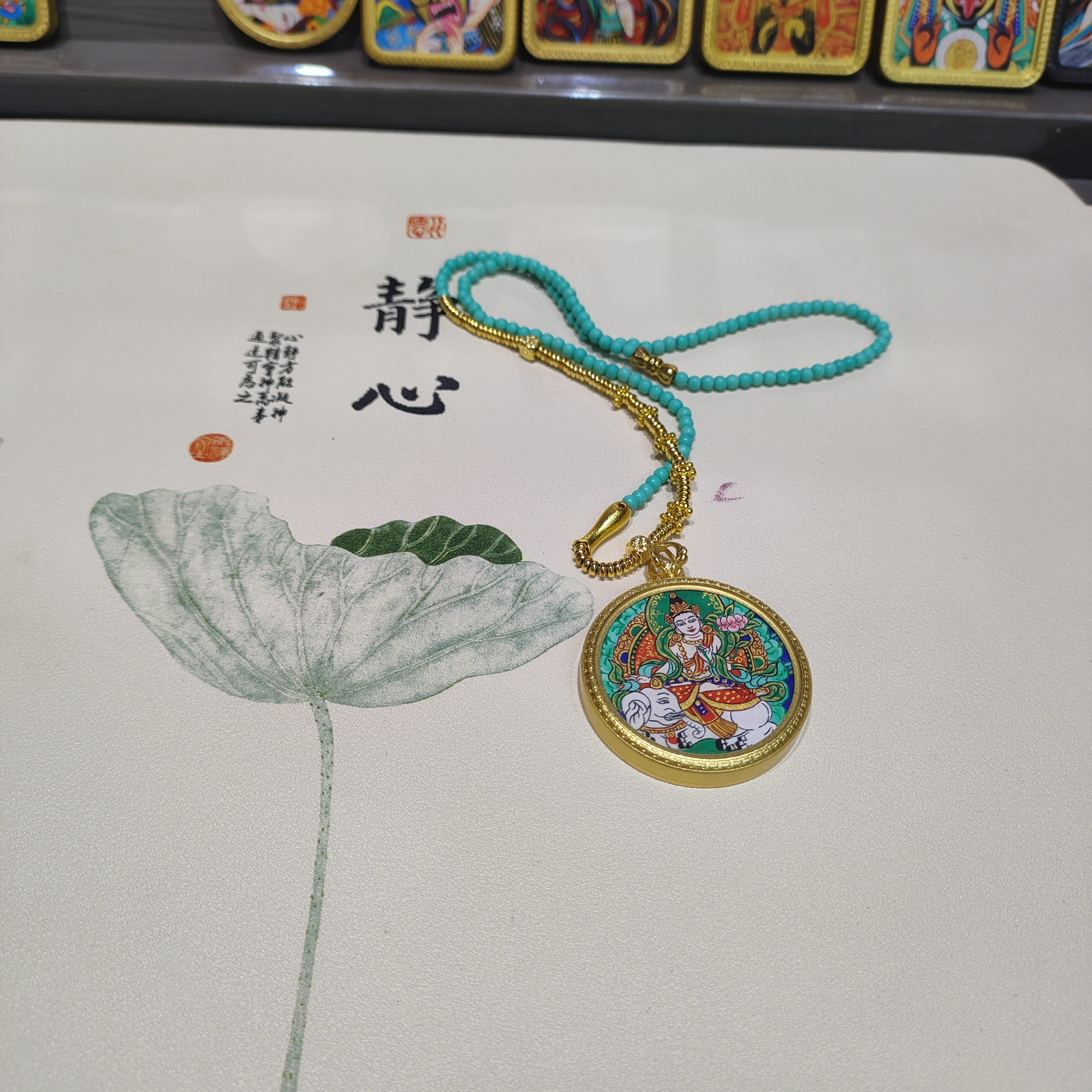 手绘唐卡普贤热贡高卡3.5圆卡