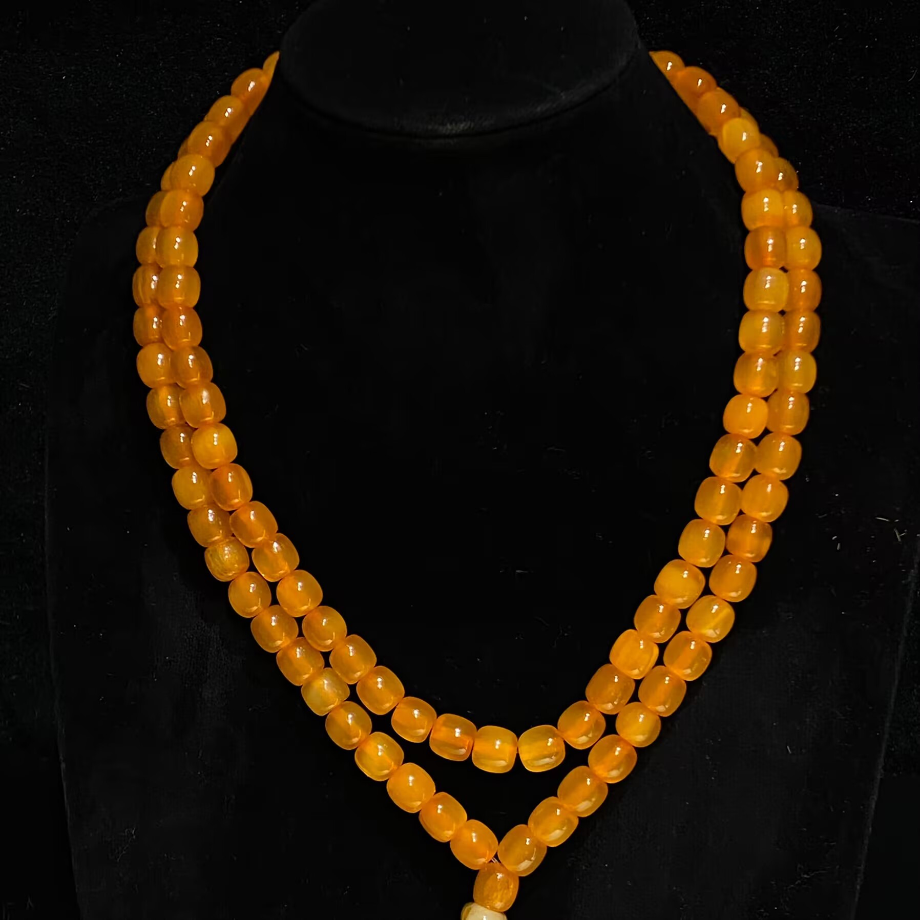 非金属珐琅项链 K6434  精美黄色椭圆珠珠长款项链