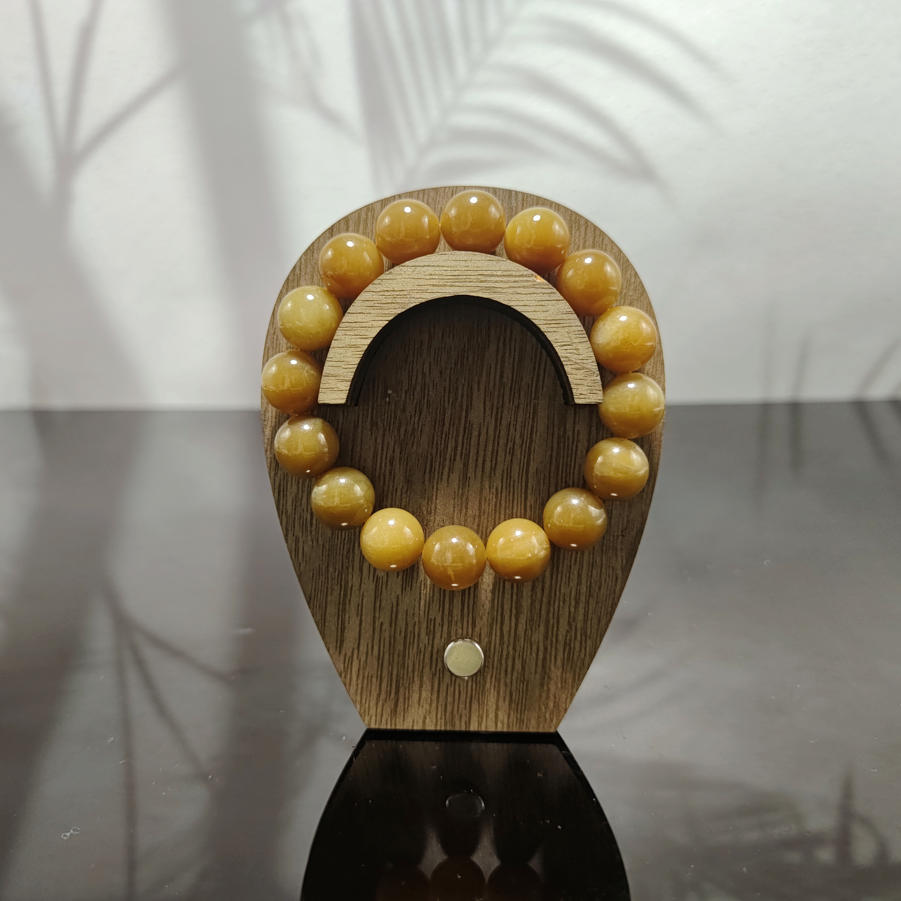 N和田玉且末糖圆珠手串（卡12）4038