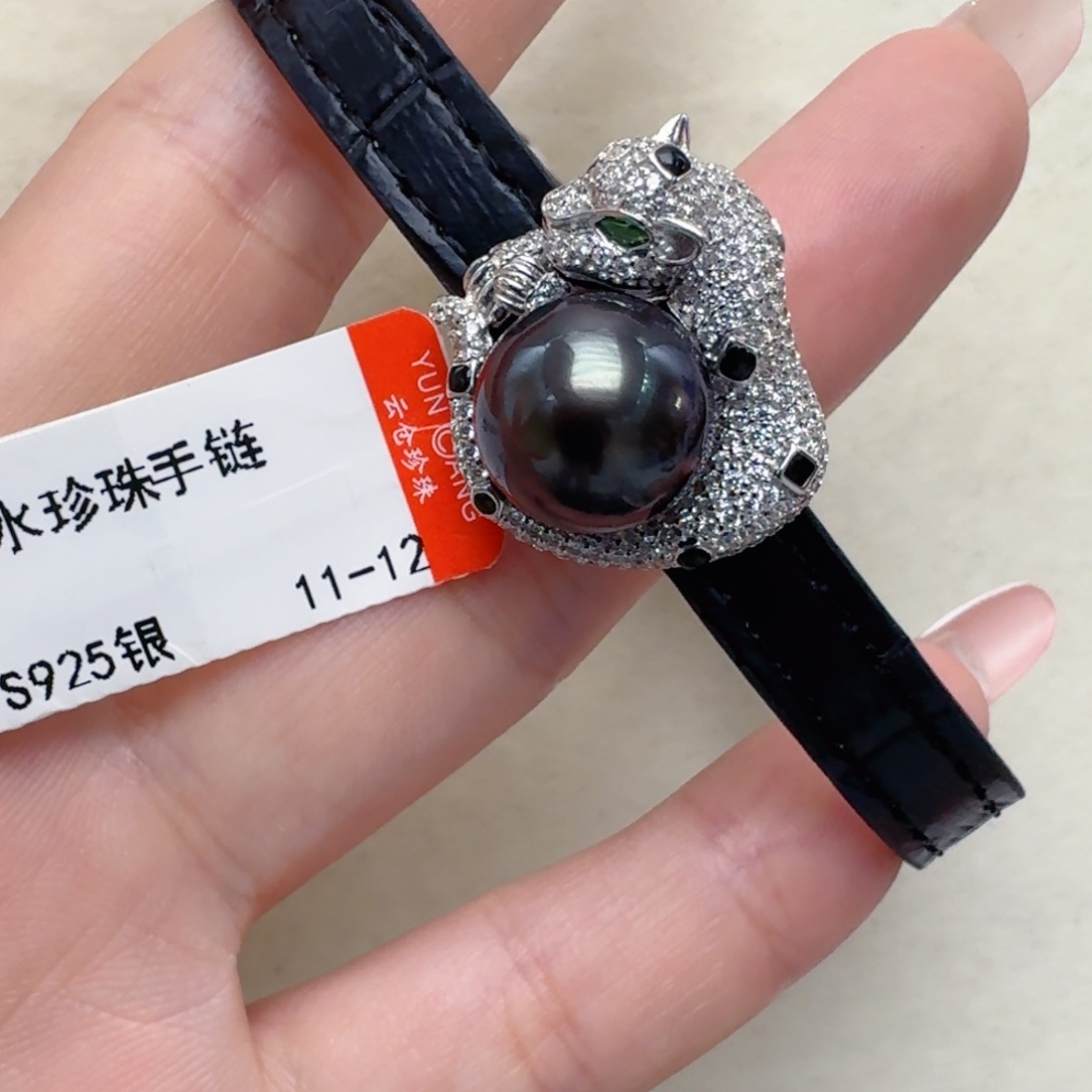 银S925镶嵌手镯海水珍珠@@tt009