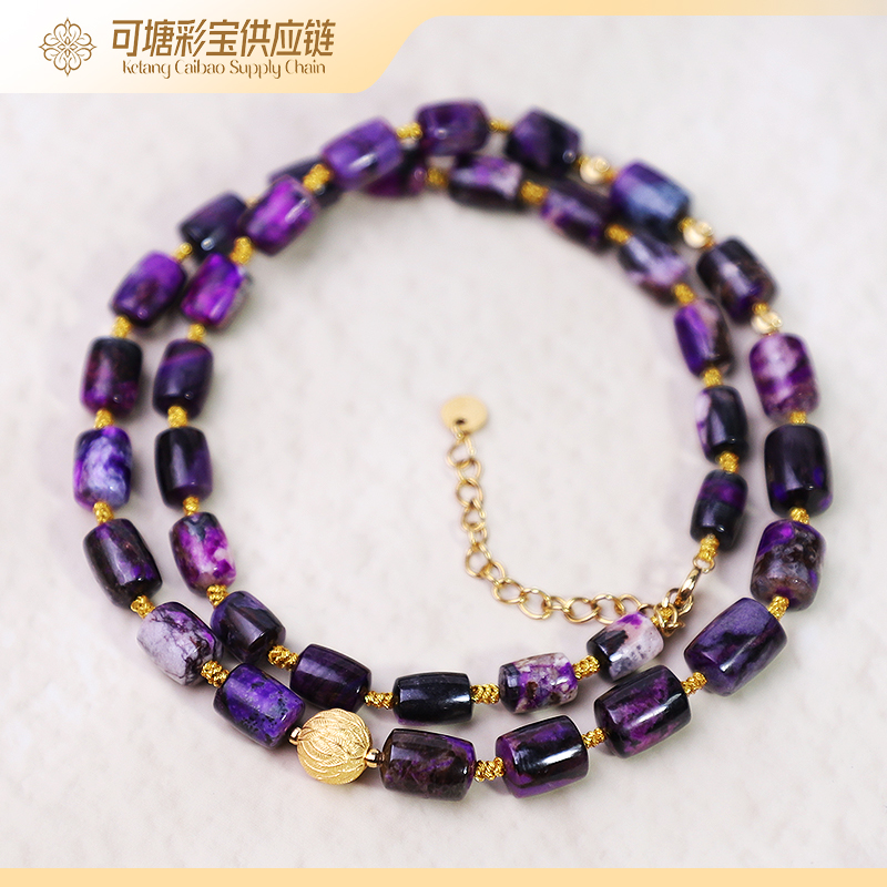 南非舒俱来 18K金 火焰丝绒 舒俱来桶珠项链 KTCB-4099