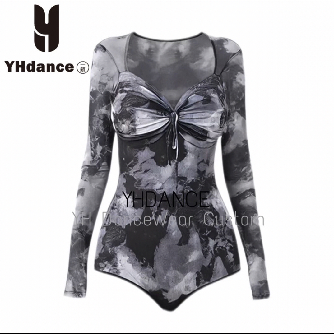 YHDANCE拉丁摩登长袖渲染色上衣带胸垫连体C311