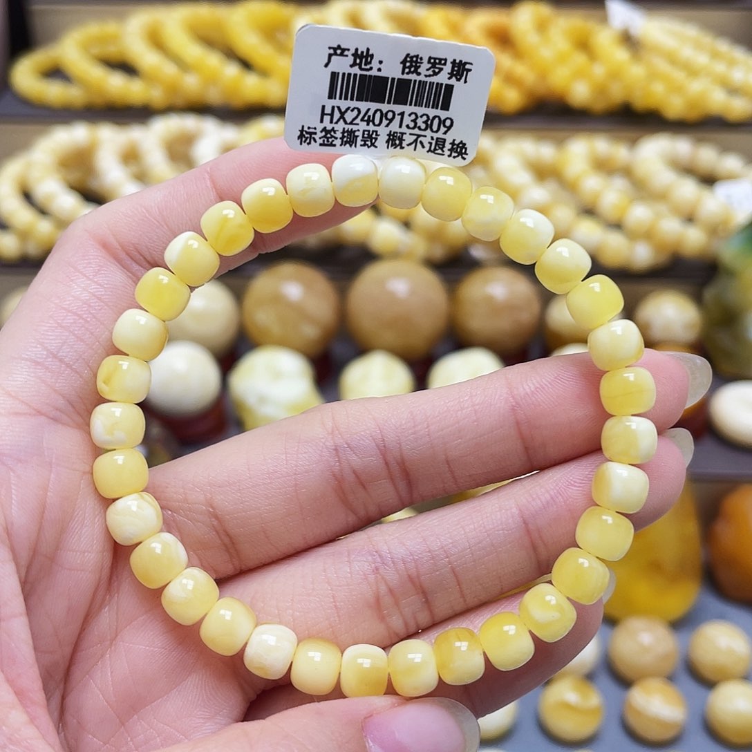 未镶嵌琥珀裸石蜜蜡老型手串6.6mm微瑕