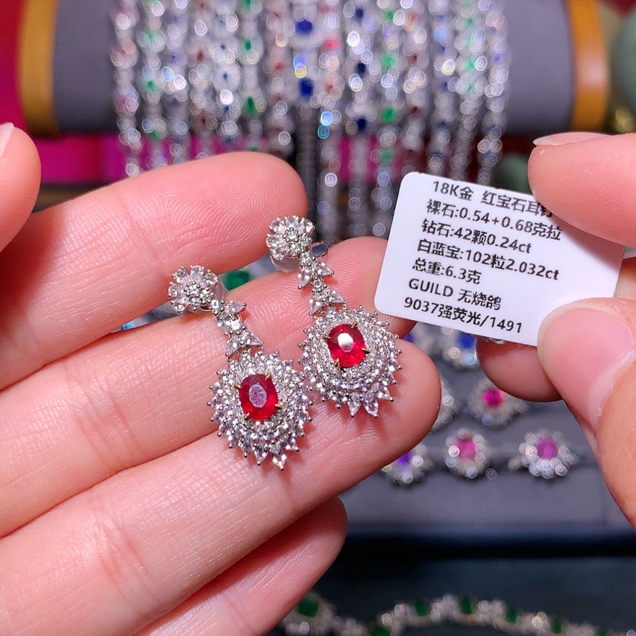 【闪购商品】红宝石耳钉18K金镶嵌