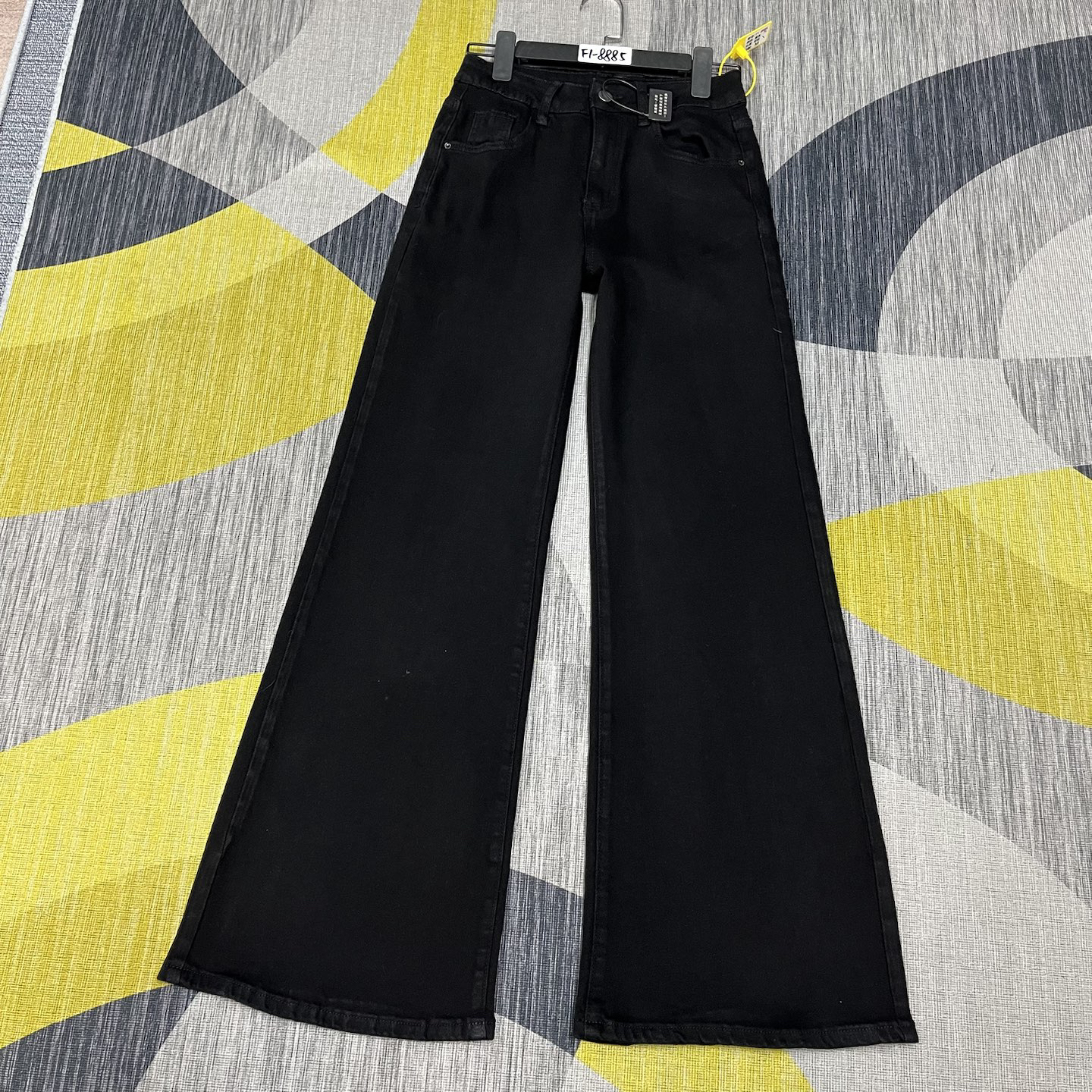 #B13-8885加绒-厚绒黑色老前锋不贴腿喇叭裤有弹（不换退）