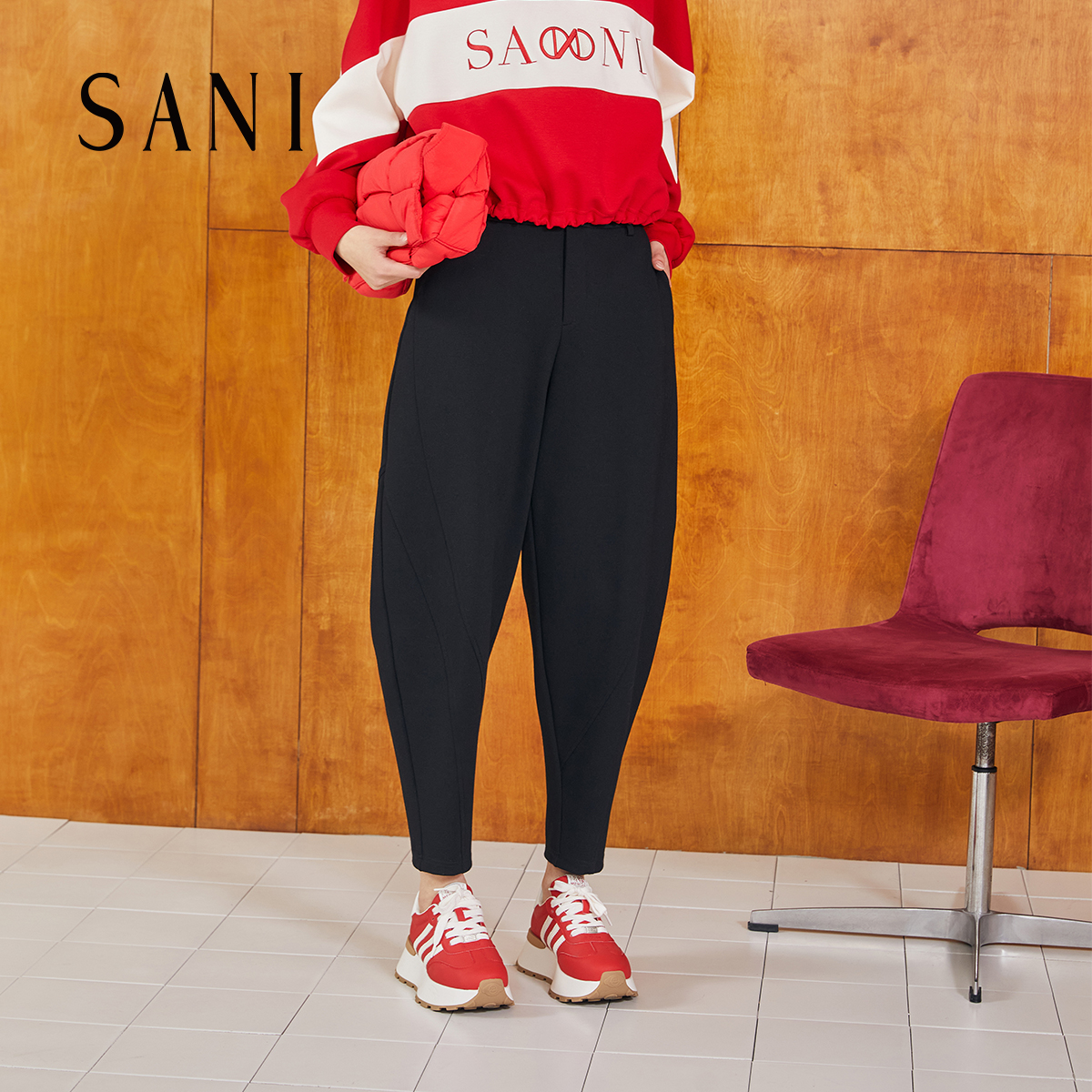 SANI秋季锥形针织长裤28D092CK7837