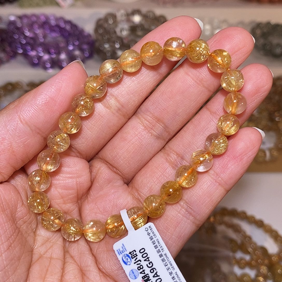 水晶手串未镶嵌漂**贝金发7m