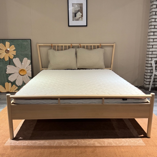 桦木实木床北欧日式主卧双人床1.6*2米床加床垫一套