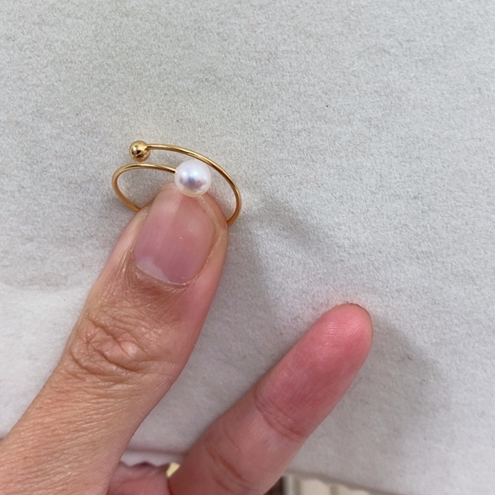 淡水珍珠戒指银S925镶嵌5-6