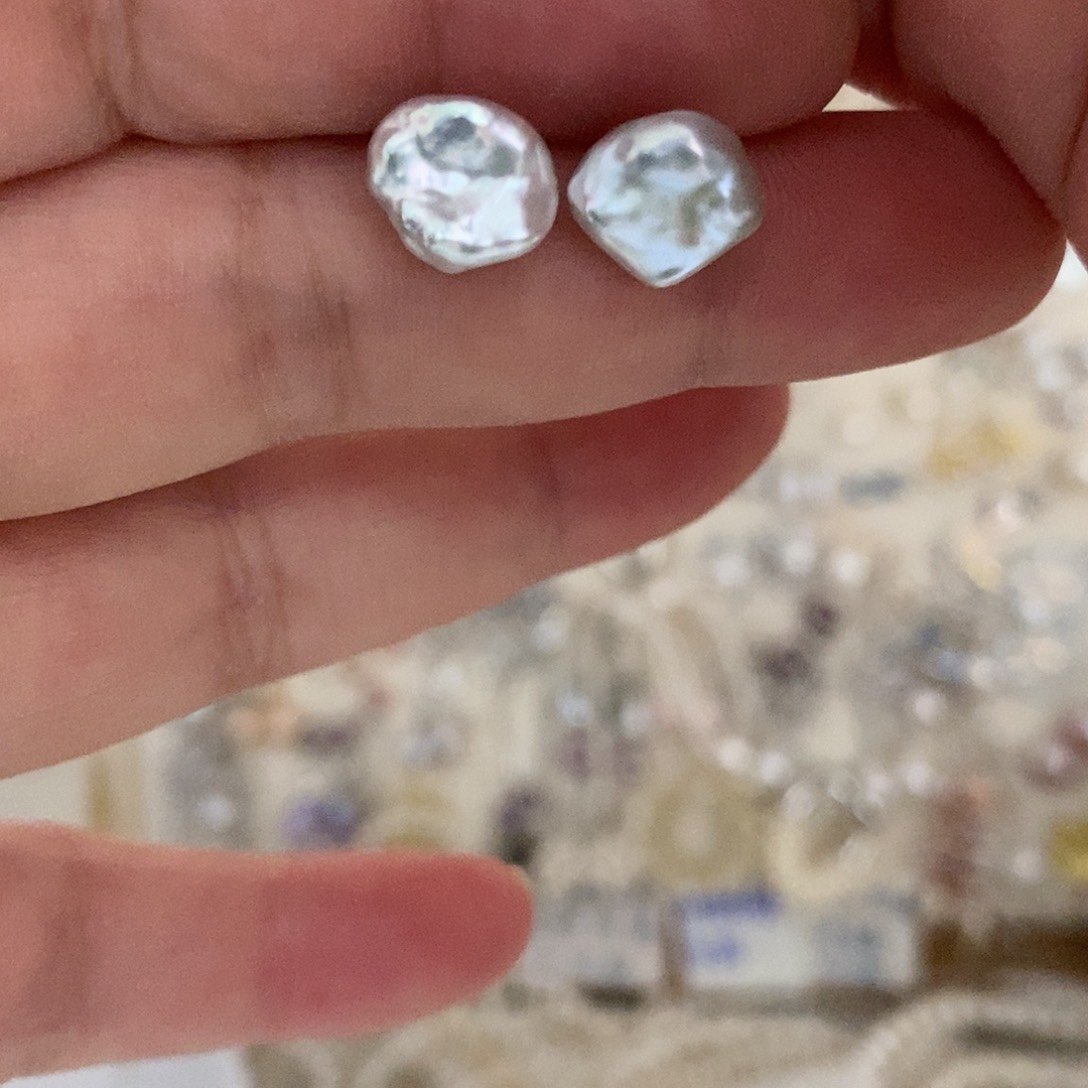 银S925镶嵌耳饰淡水珍珠