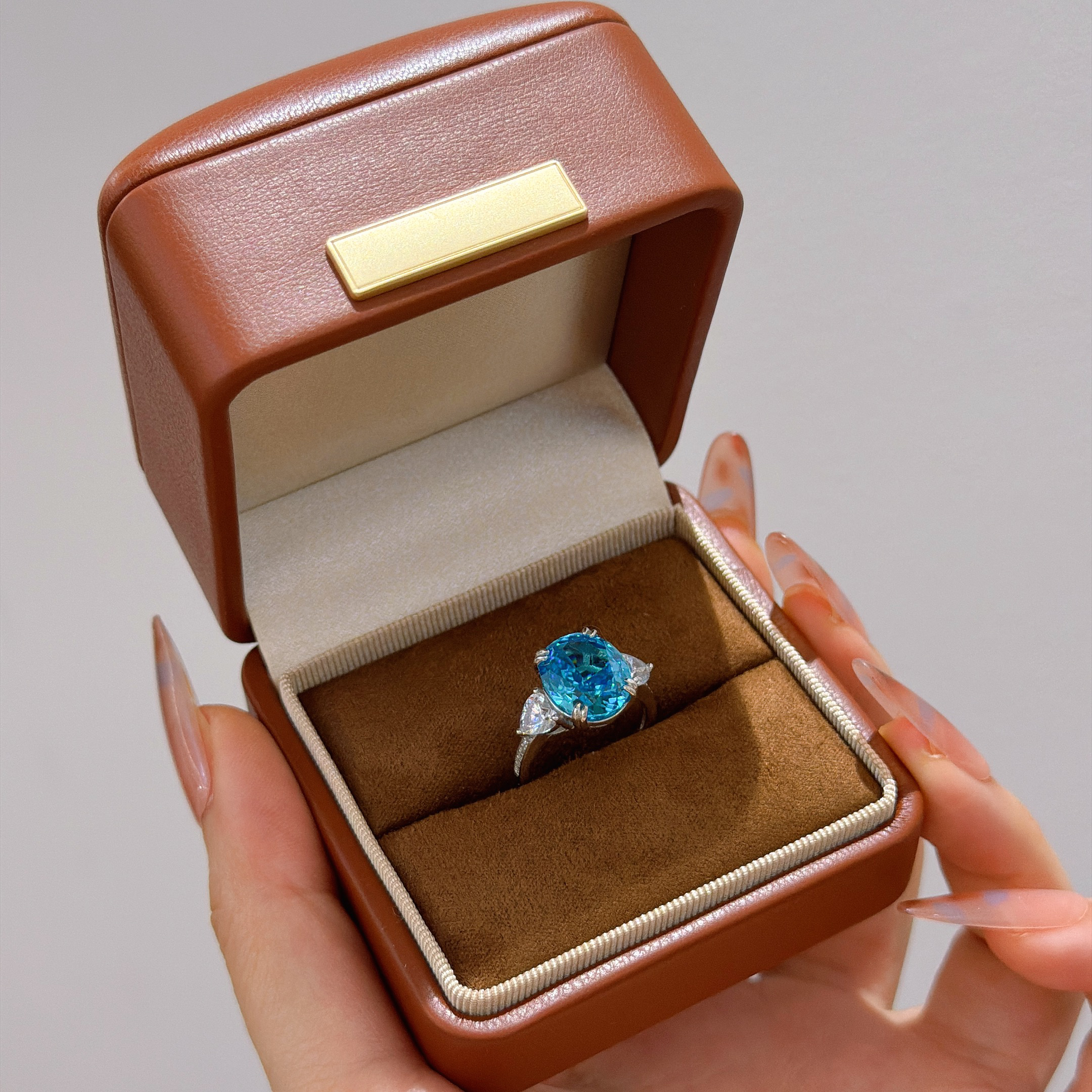 925银锆石戒指 925银兰色锆石轻奢华丽轻奢时尚女小众复古气质32