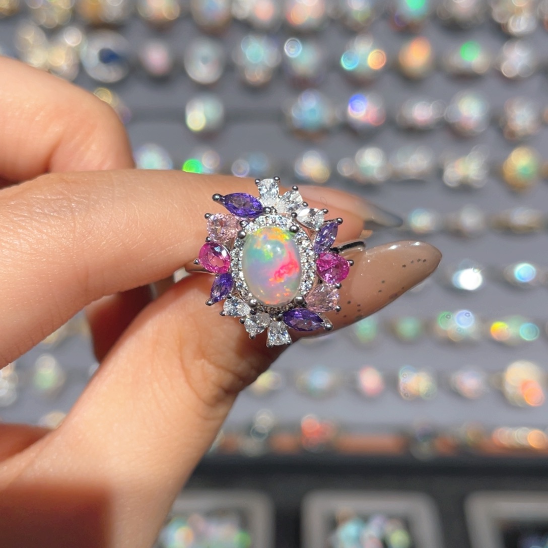 欧泊银S925镶嵌欧泊戒指