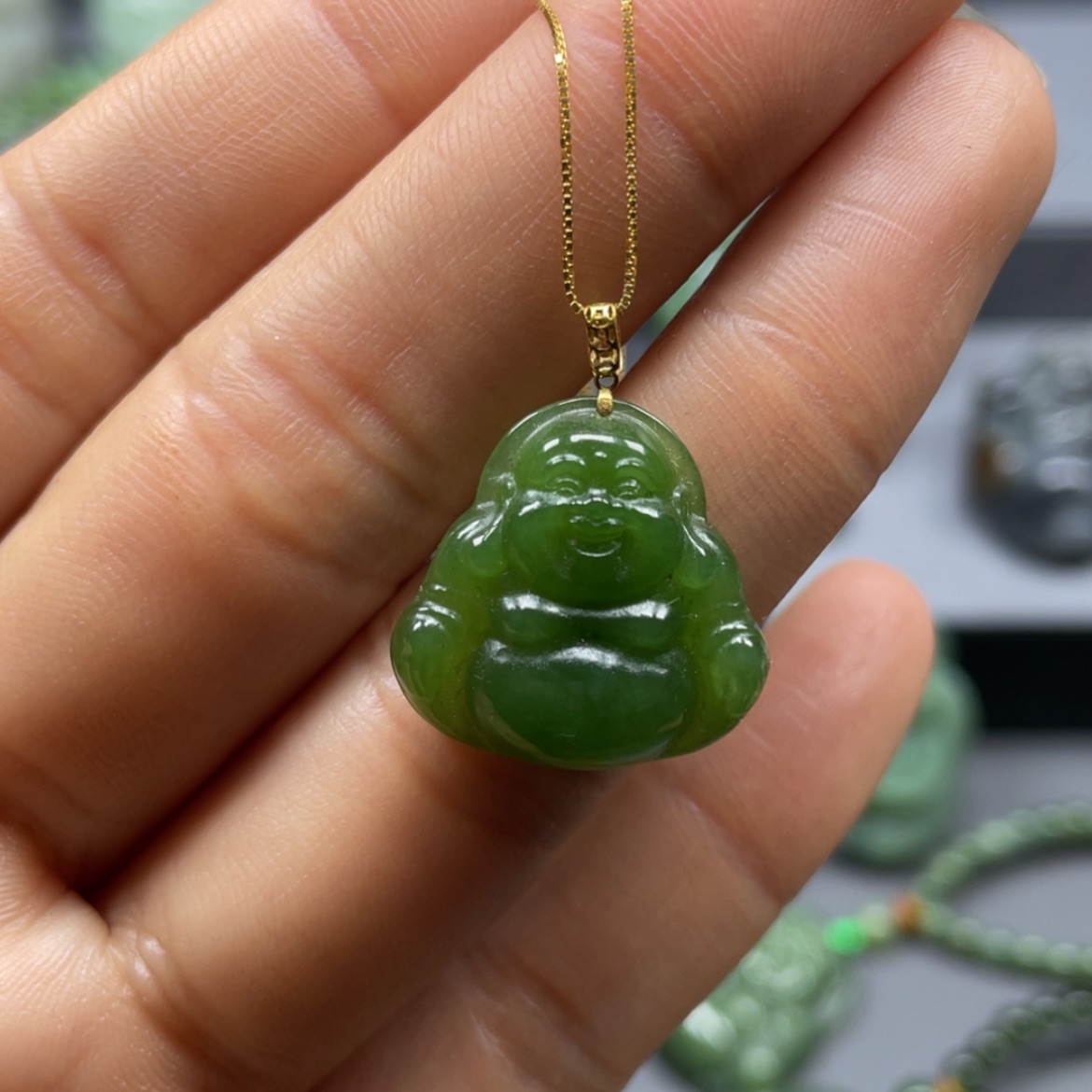 【闪购商品】和田玉吊坠18K金镶嵌
