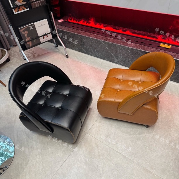 超大号现代轻奢阳台单人休闲椅落地沙发凳家用异形靠背懒人滑轮凳