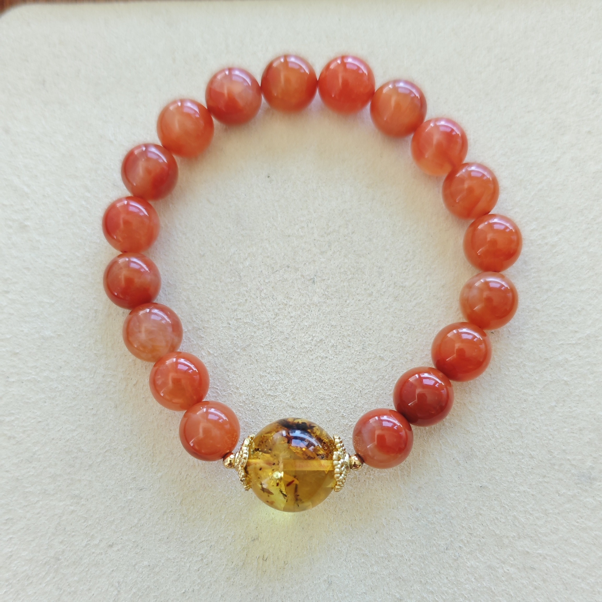 花珀圆珠-南红手串