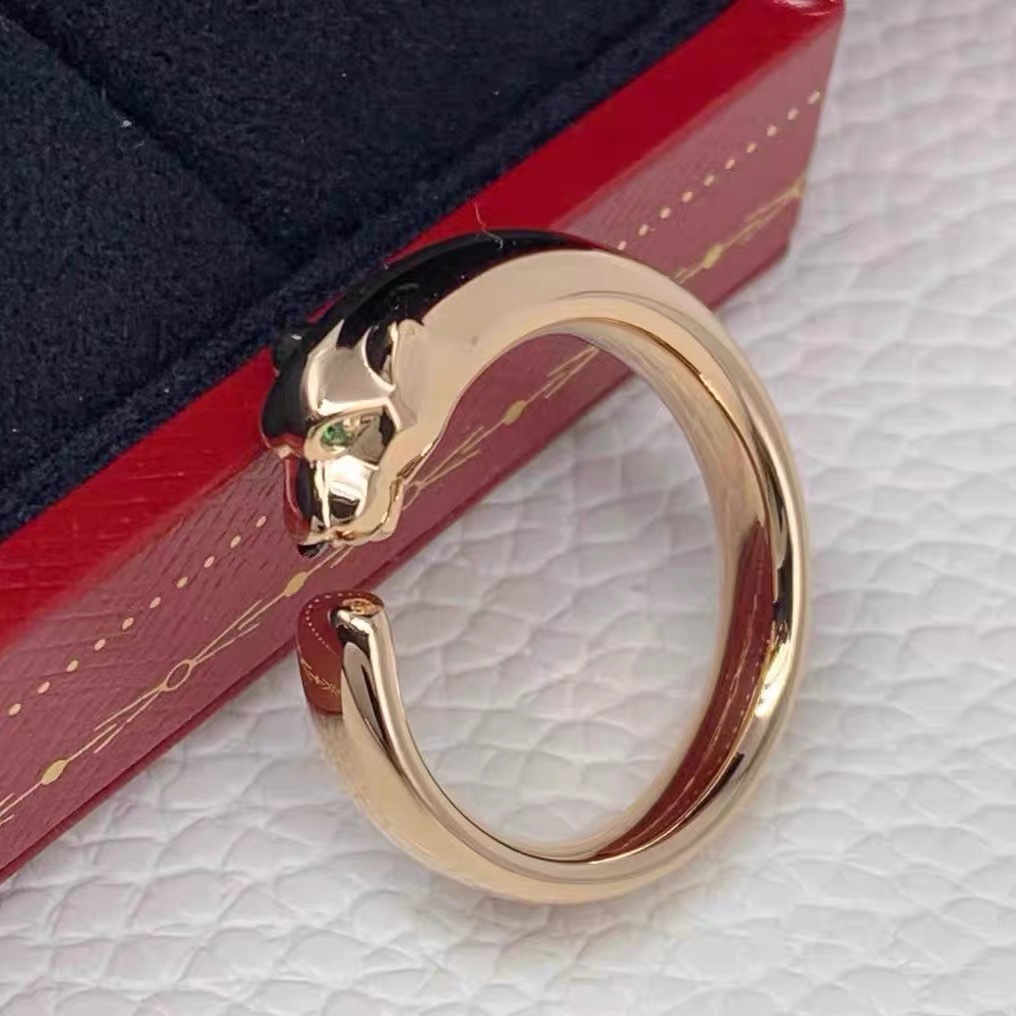 99新 Cartier/卡地亚 全款17999 小花6欢 豹子头 窄版 戒指 54