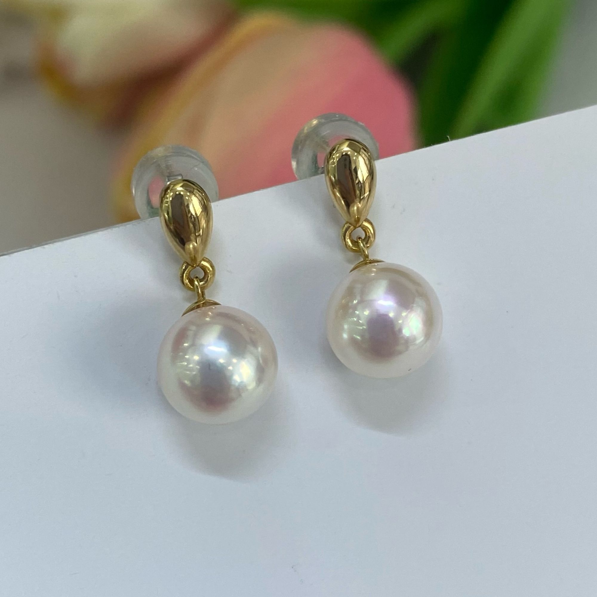 海水akoya珍珠【小金豆】天女18K厚金极强光耳坠气质时尚百搭简约