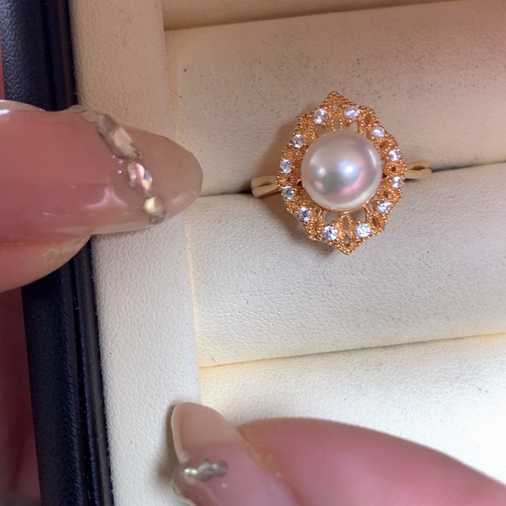 银S925镶嵌戒指海水珍珠