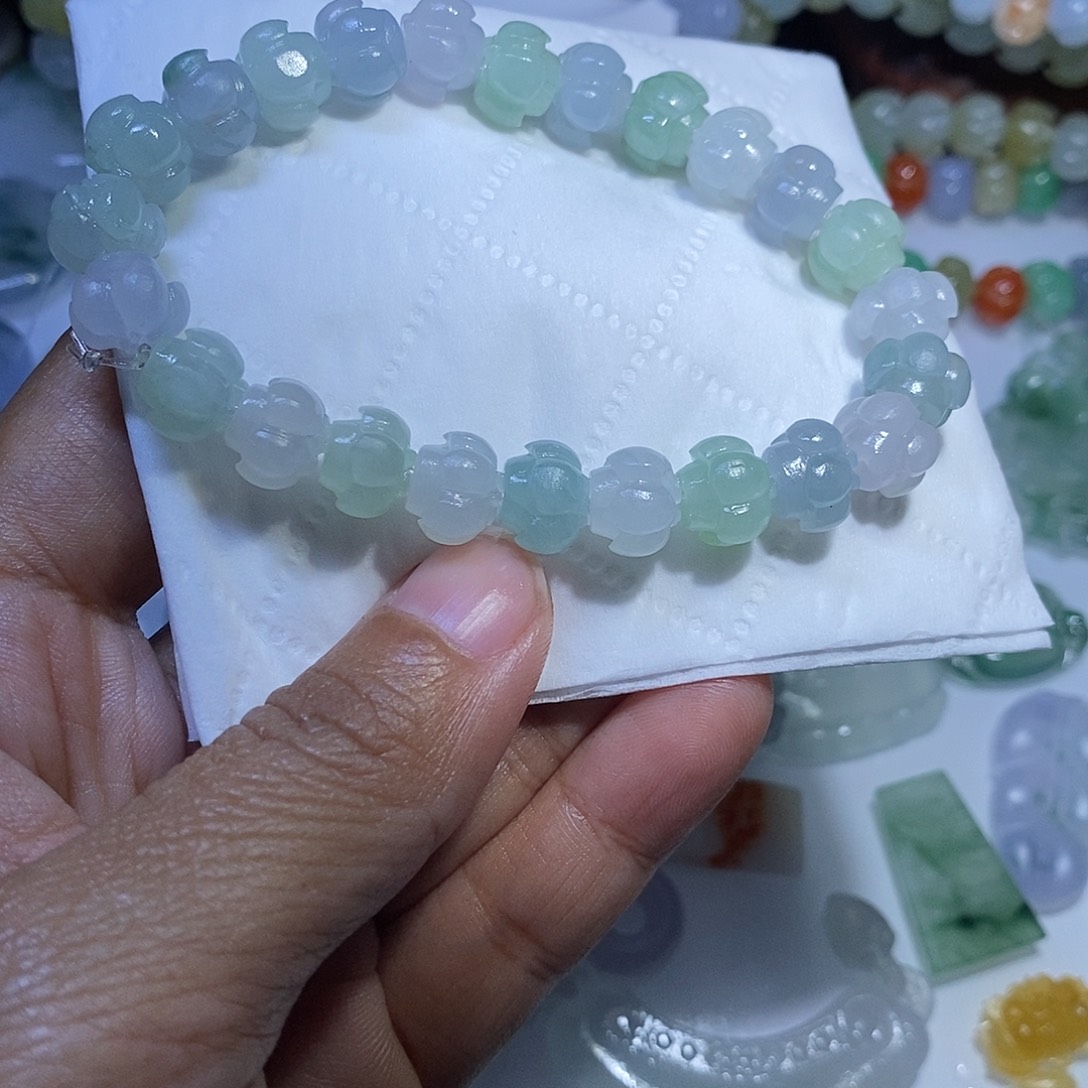 短***发定制翡翠未镶嵌莲花珠