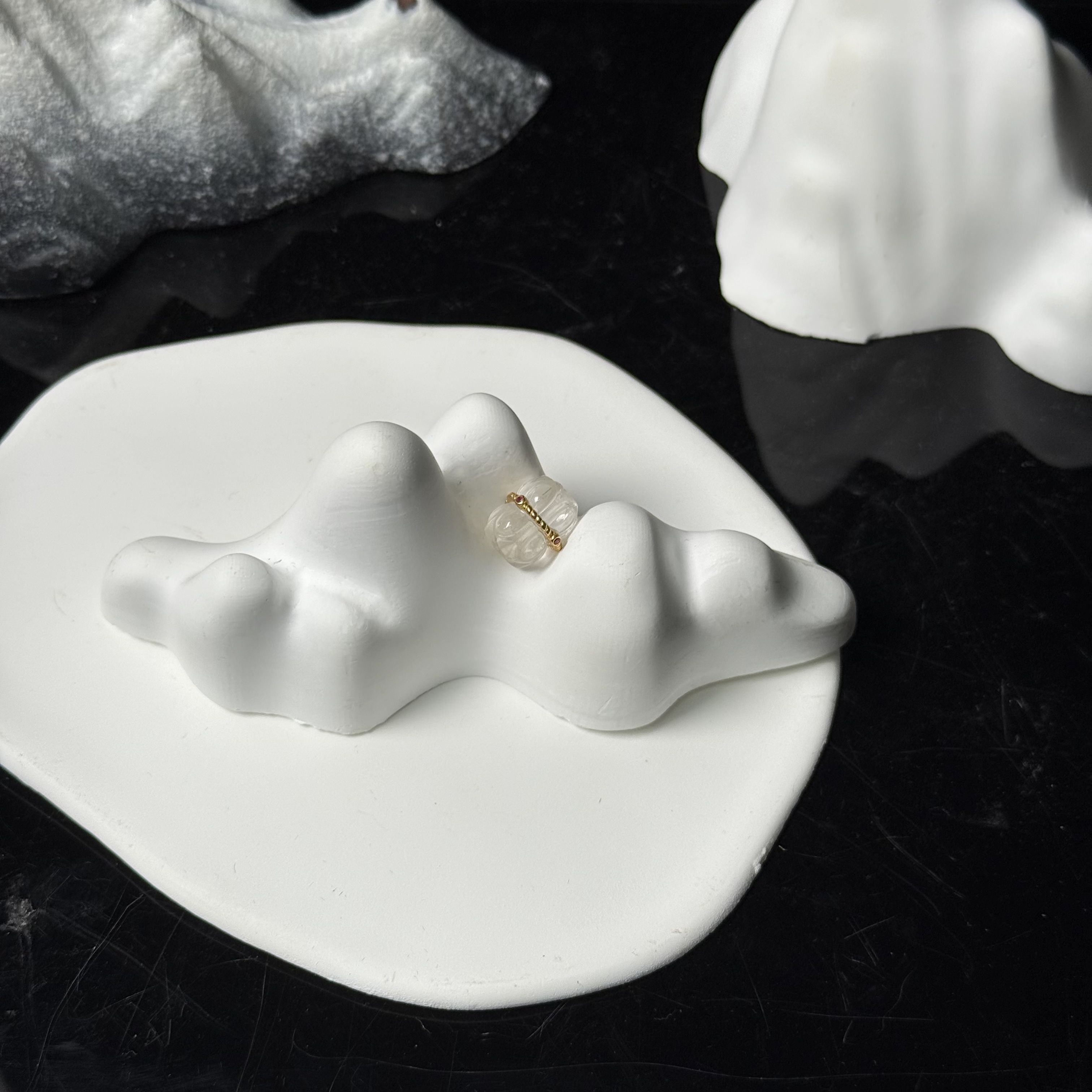 天然白水晶并蒂莲配件S925银