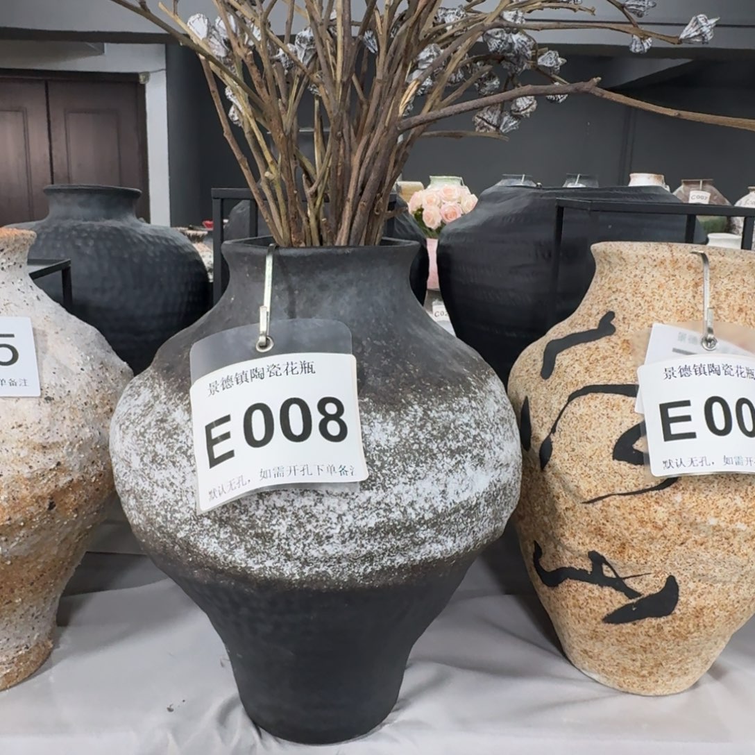 ****太摆件陶景德镇高温花瓶编码e008高28口8默认无孔