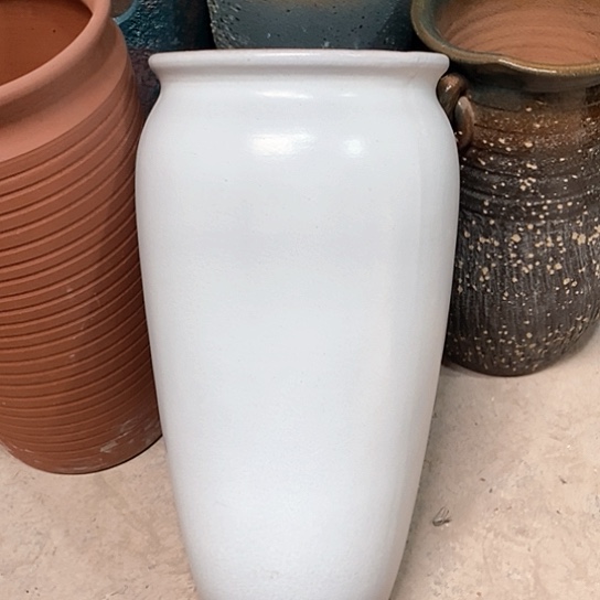 紫砂花盆口20高度41白色