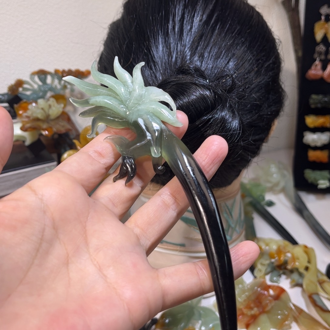 蛇纹石玉发簪合金