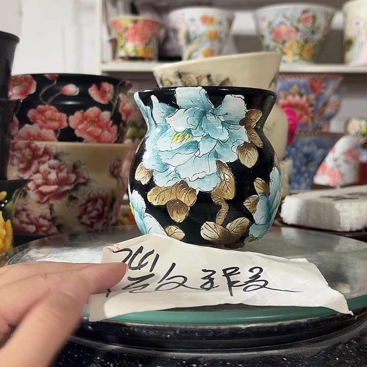 景德镇幸运花盆手绘韩式花盆