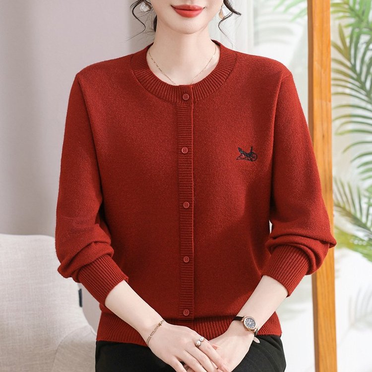 秋季新款圆领简约减龄宽松长袖妈妈中老年女装中年宽松9078百搭