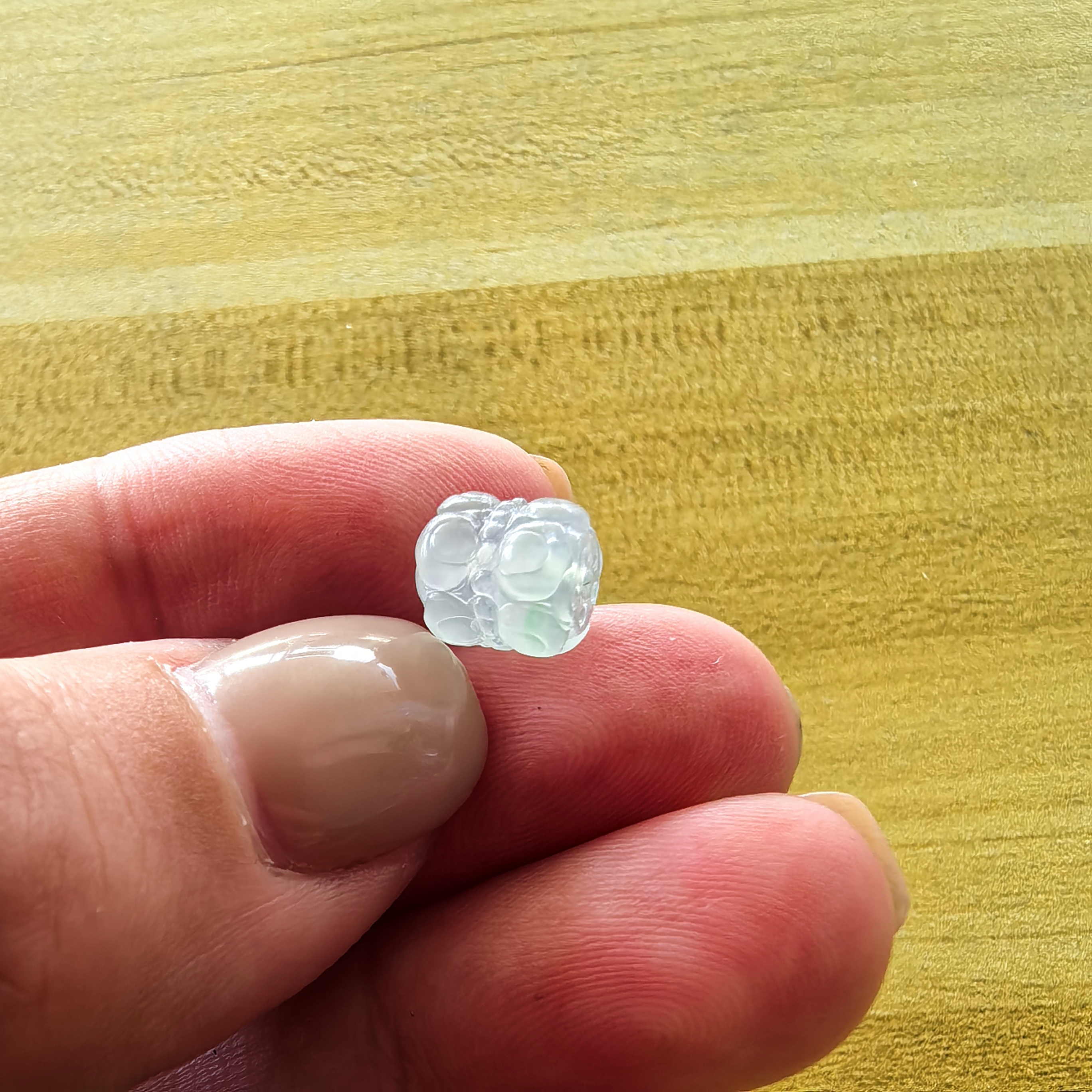 天然翡翠A货高冰种并蒂莲桶珠散珠单珠