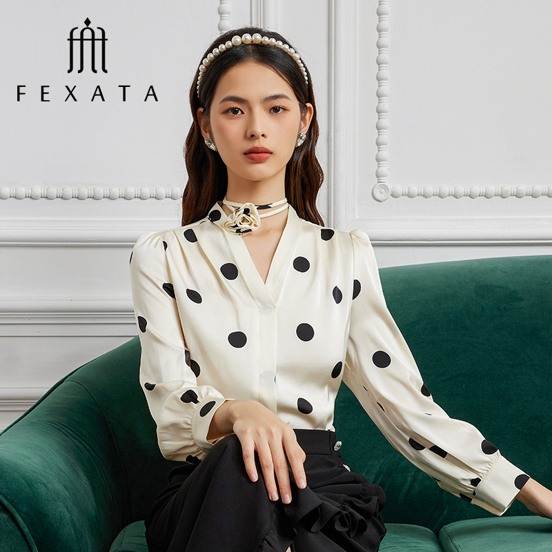 【老板娘夏天】FEXATA斐格思法式圆点长袖衬衣高级感气质女士衬衫