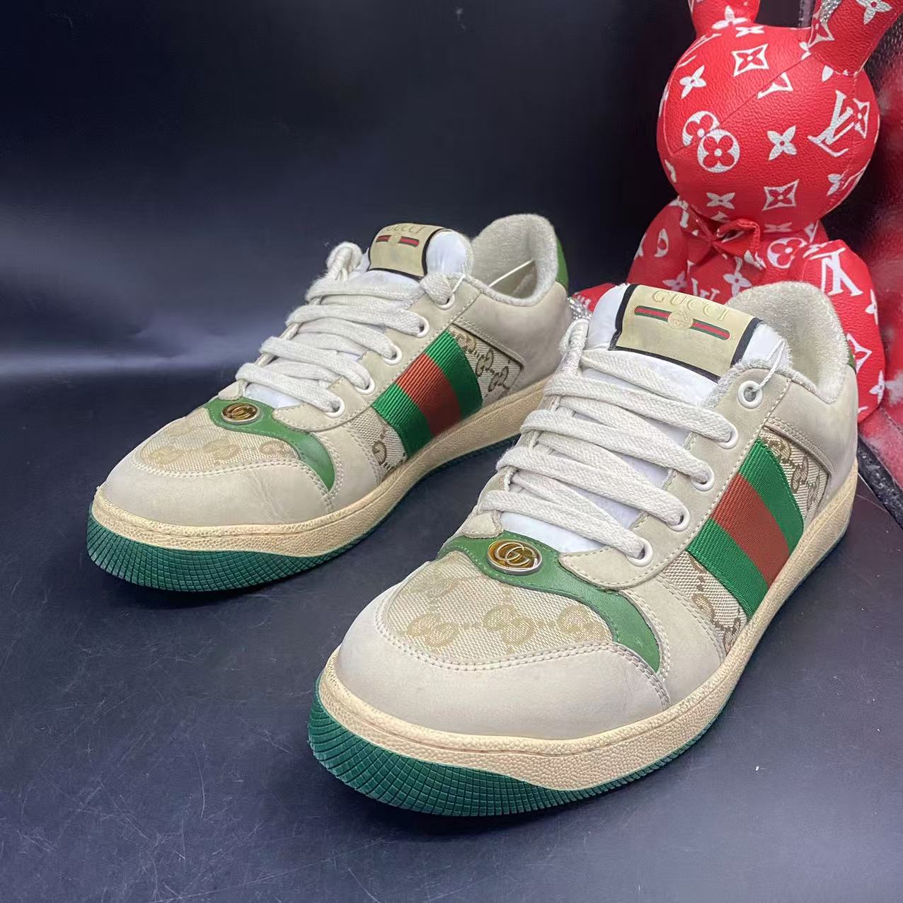 95新 GUCCI/古驰 【聚星优选】男士休闲百搭经典墨绿脏脏鞋多码数