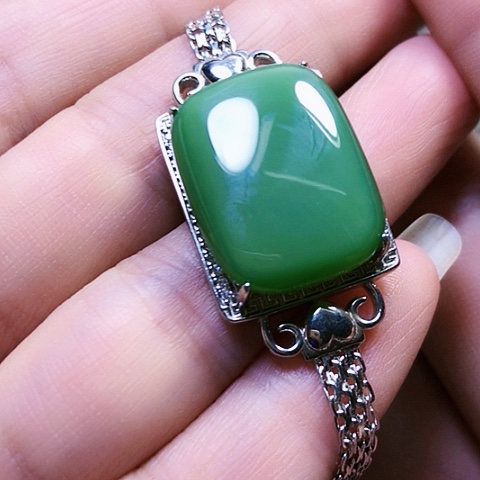 和田玉银S925镶嵌戒指