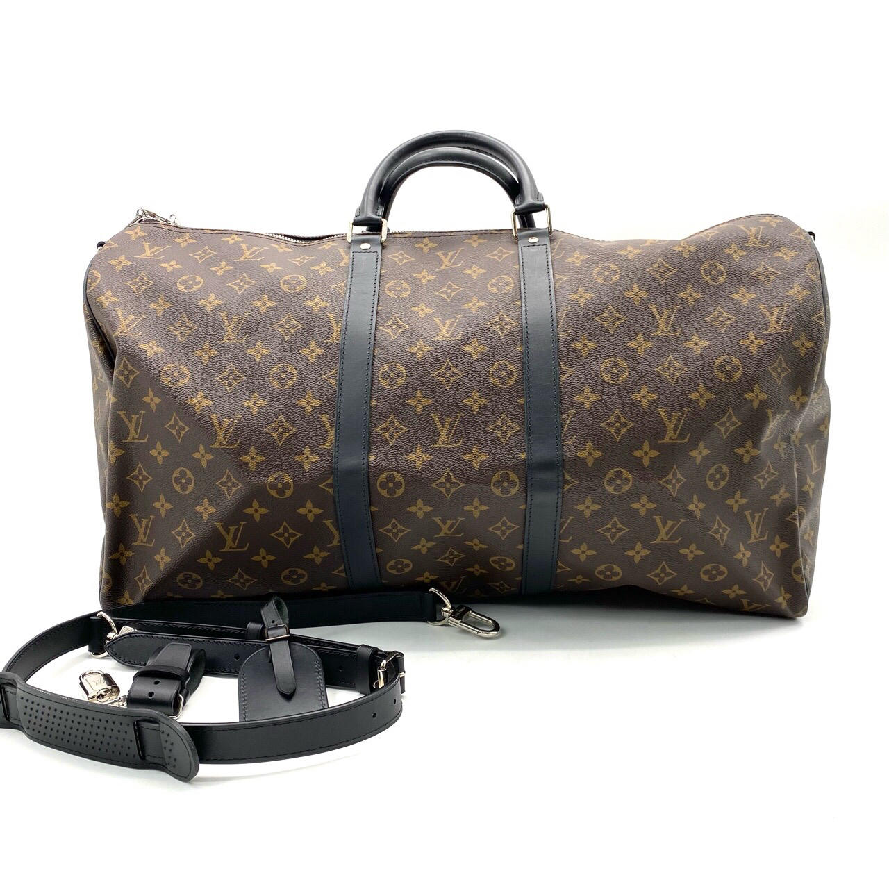 99新 LouisVuitton/路易威登 棕老花keepall55旅行袋尺寸55/31