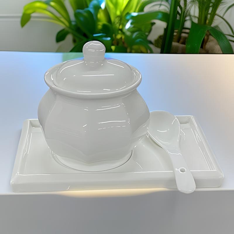 为民餐具中式手工白瓷带盖炖盅高档家用酒店炖汤粥佛跳墙炖盅套装