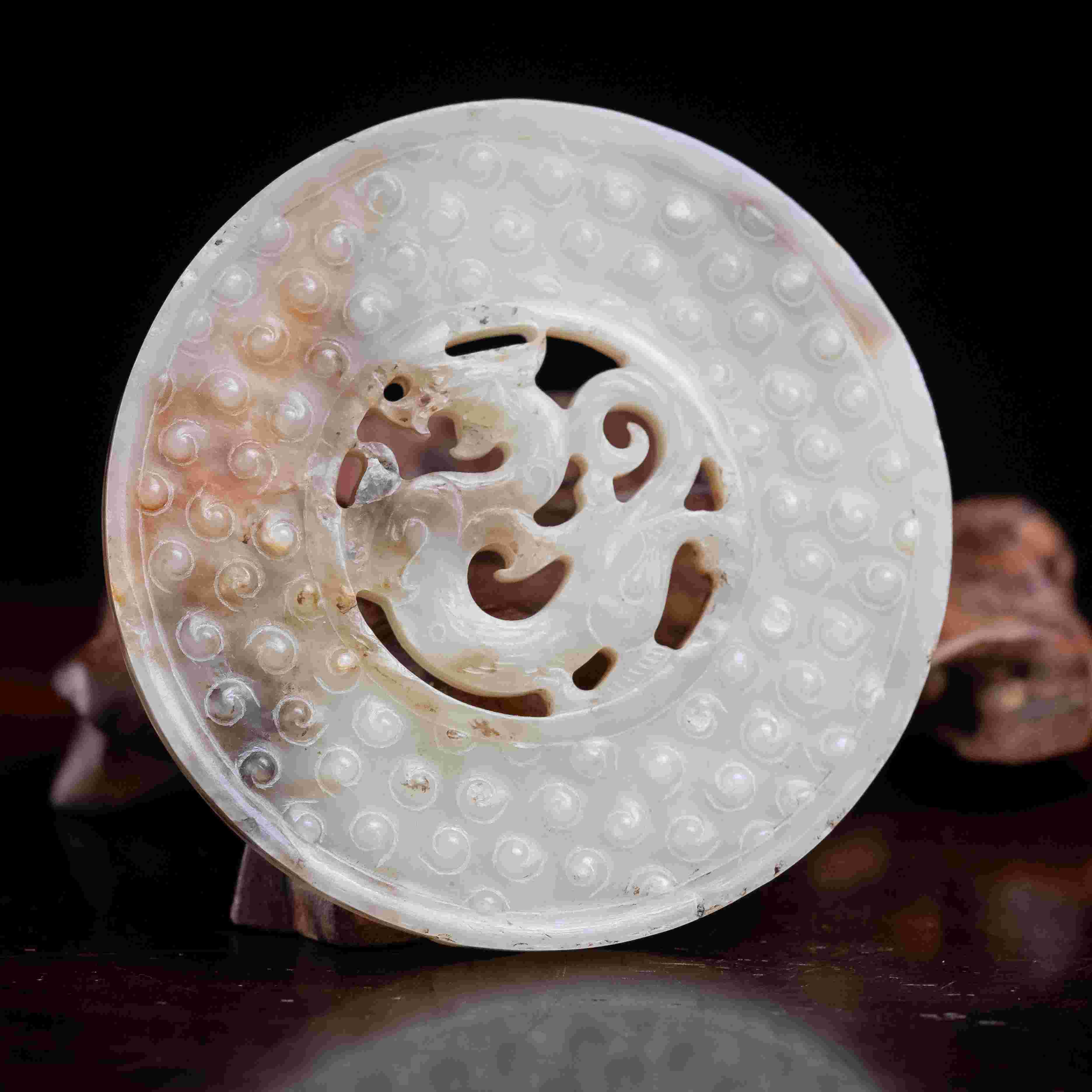 1768明代和田玉龙纹玉佩饰2322