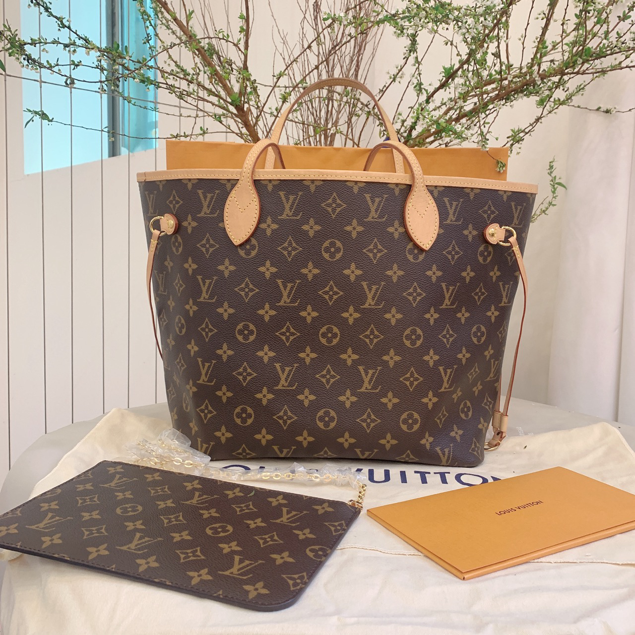 95新 LouisVuitton/路易威登 子母包购物袋 红色内里 手提单肩包